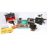 A collection of cameras. Polaroid Land Camera 1000, Polaroid Colour Swinger Land Camera, Prinz Super