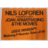 Gig poster for Nils Lofgren plus special guests Joan Armatrading & The Movies, Leeds University