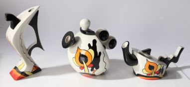Lorna Bailey Ceramics. Three "Woodrow Way" pattern tea/ coffee pots. (3)