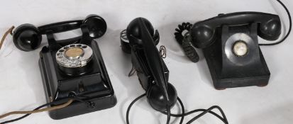 Three vintage telephones, two of which are wall hanging. To include two Bell System telephones by