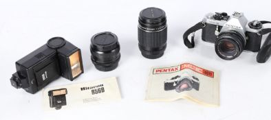 Pentax ME Super camera body with manual, SMC Pentax-M 1:1.7 50mm lens, Takumar (Bayonet) 1:2.5 135mm