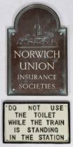 Norwich Union Insurance Societies copper plaque, 38cm x 23cm. Together with a reproduction painted