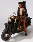 Large Elvis Presley model on a U.S. Army motorcycle with 'Memphis' guitar