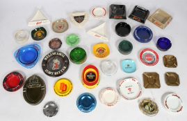 A large collection of pub/ tobacco advertising ashtrays of various sizes. Brands to include