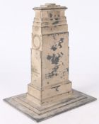 Circa 1920's spelter three dimensional model of The Cenotaph in London, base measures 18 cm x 13.5