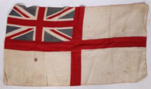 Early 20th century Royal Navy white ensign patriotic flag, printed on cotton, 'British made'