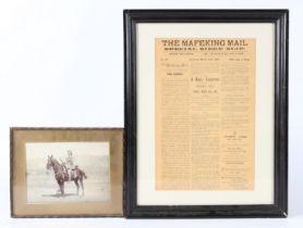 Boer War interest, framed edition of 'The Mafeking Mail, Special Siege Slip' dated Saturday, March