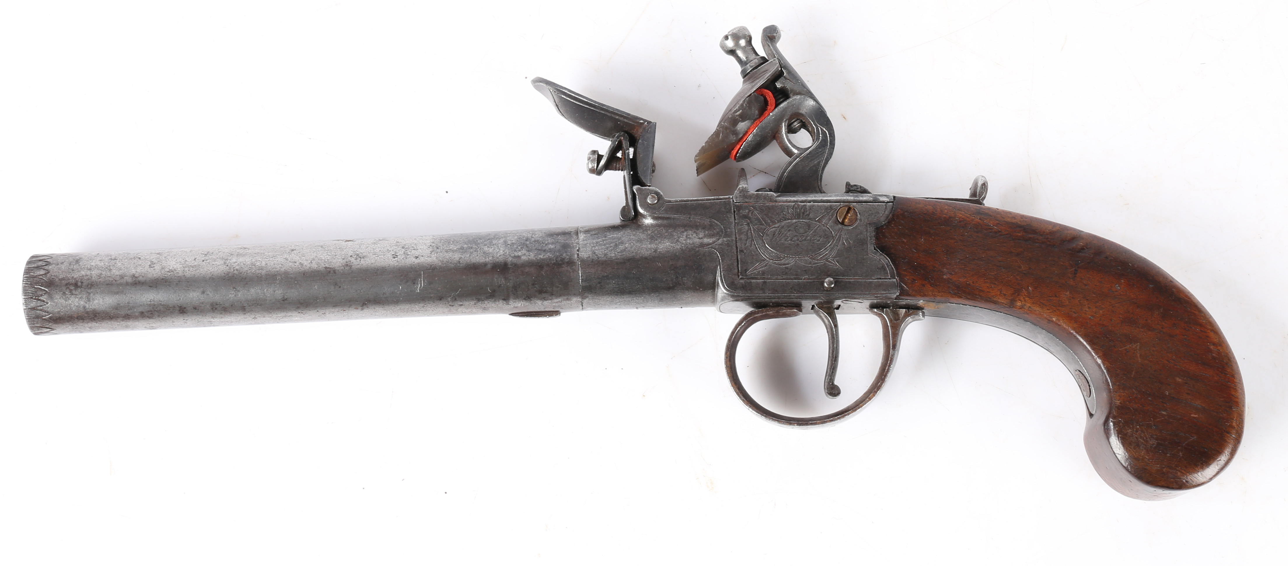 Early 19th Century Flintlock Pistol by Wheeler of London, signed to the engraved lock plate, sliding - Image 4 of 5