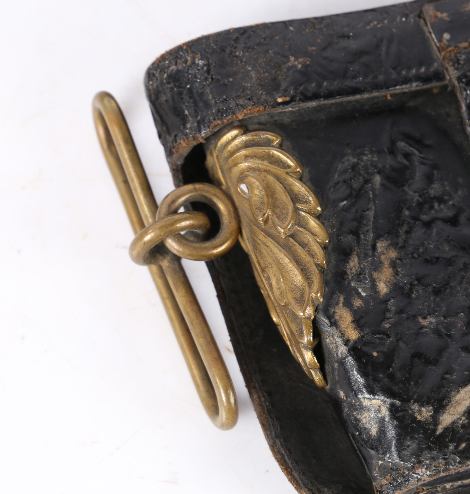 Post 1902 Royal Engineers Officers Full Dress Pouch, black patent leather with badge of crowned - Image 6 of 8