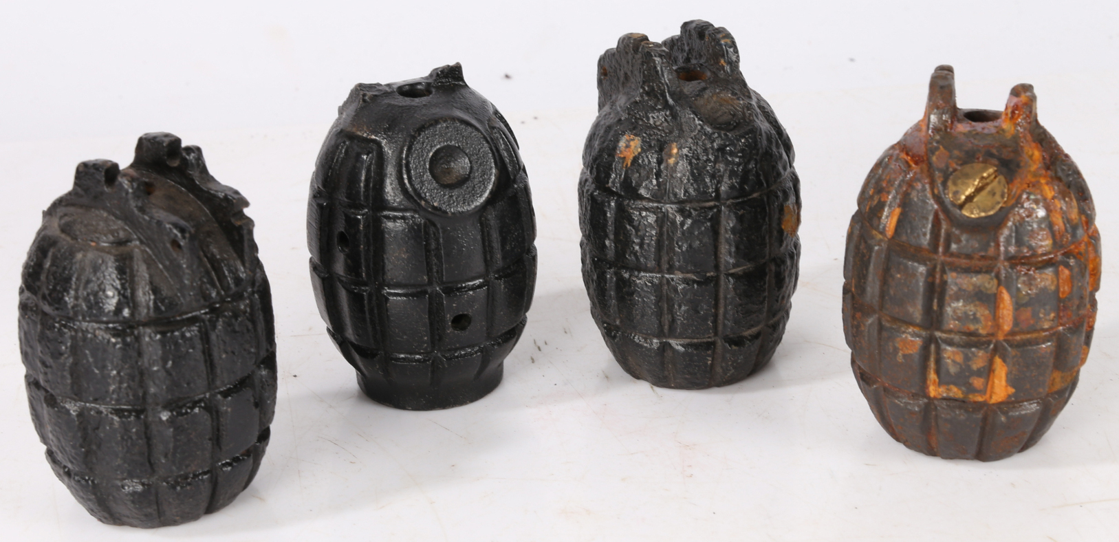 Four First World War British Mills Grenade casings, no safety levers, pins or base plugs, inert, ( - Image 3 of 3