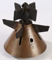 Torpedo fuze head with safety screw, possibly Russian, marked with a a backwards 'N' (Cyrillic?)