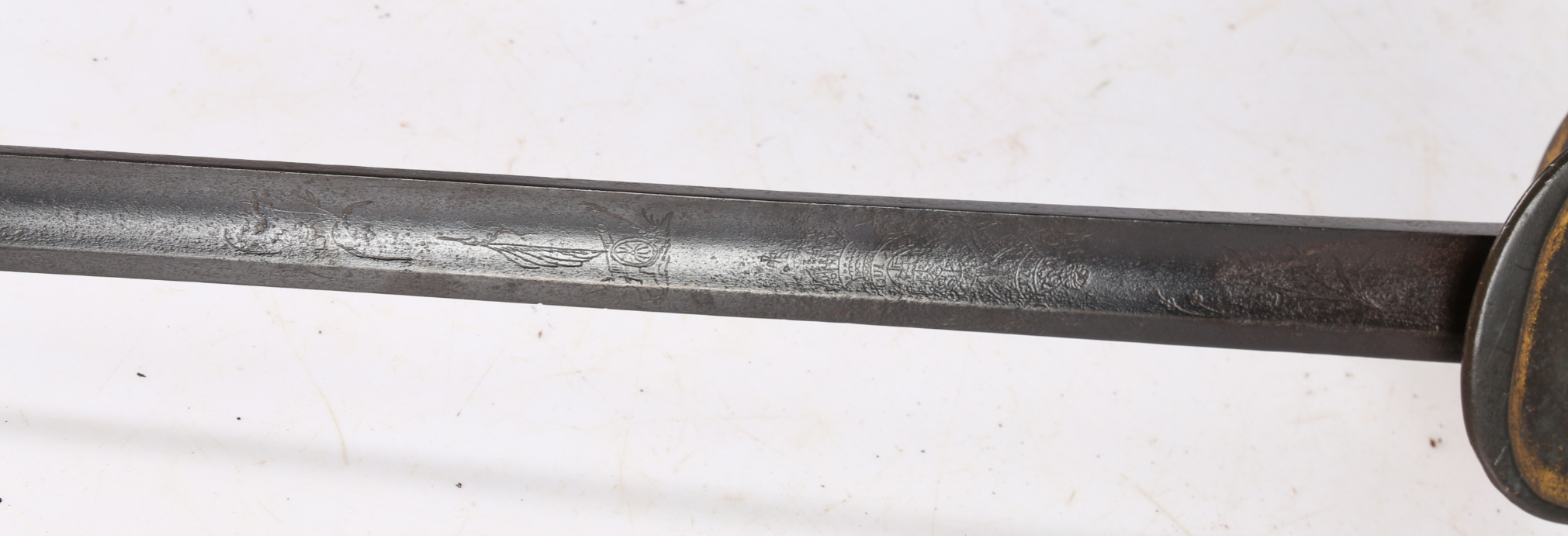 A British 1796 Pattern Officers Sword, steel blade engraved with crown over 'GR' and stand of arms - Image 6 of 7