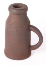 An 18th century cast iron thunder mug signalling cannon, loop handle, 25cm high
