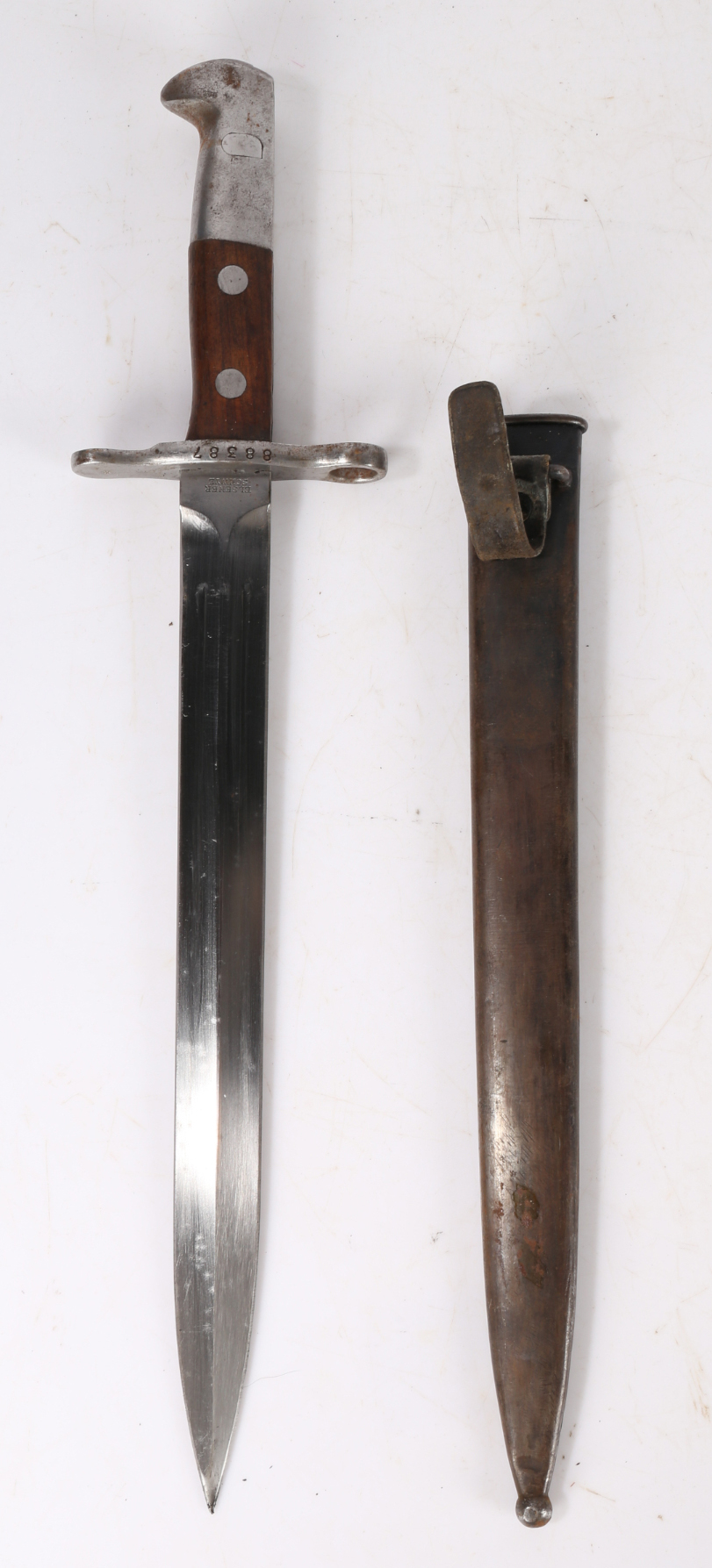 Swiss M1918 pattern double edged knife bayonet for use on the 7.5 mm Schmidt-Rubin M1911 carbine and - Image 3 of 3