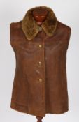 Second World War period leather jerkin, 4 brass Kings Crown Royal Air Force buttons to the front,