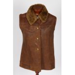 Second World War period leather jerkin, 4 brass Kings Crown Royal Air Force buttons to the front,