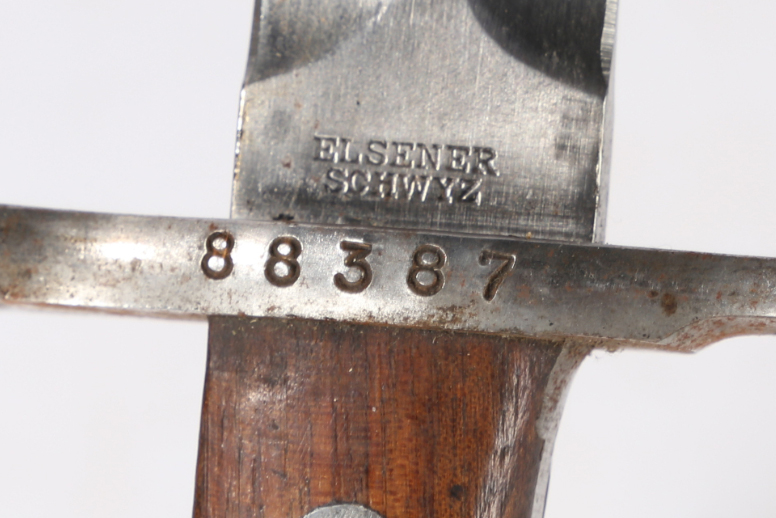 Swiss M1918 pattern double edged knife bayonet for use on the 7.5 mm Schmidt-Rubin M1911 carbine and - Image 2 of 3