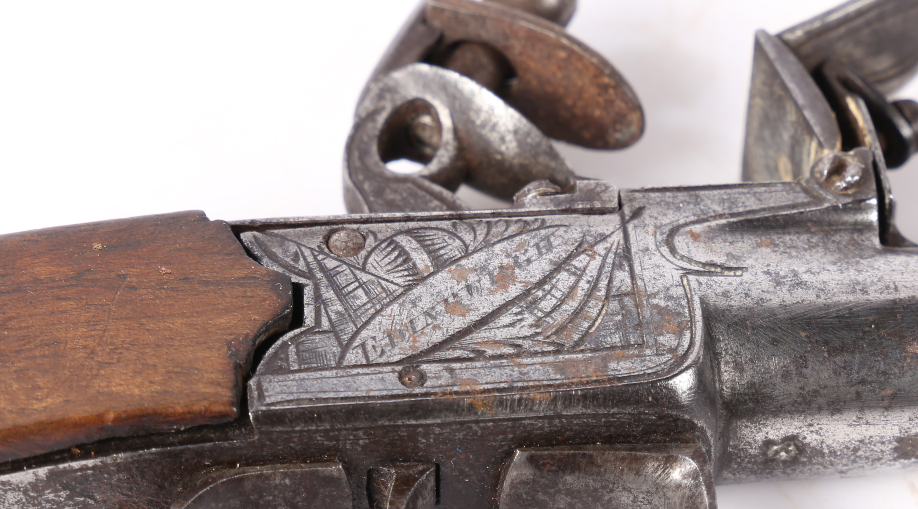 Early 19th century Pocket Flintlock Pistol by Alexander Babb of Edinburgh, signed to the engraved - Image 3 of 6