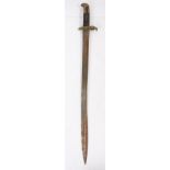 British 1855 Pattern Lancaster Sword Bayonet, War Department and inspection marks to ricasso, 4770