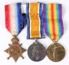 First World War trio of medals, 1914-15 Star, 1914-1918 British War Medal, Victory Medal (A.P.D.