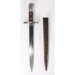 Swiss M1918 pattern double edged knife bayonet for use on the 7.5 mm Schmidt-Rubin M1911 carbine and
