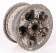 Second World War aircraft wheel hub, believed to be for for either a Spitfire or Hurricane, markings