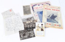 First World War ephemera including, a letter from an officer at Royal Naval Air Station Eastchurch