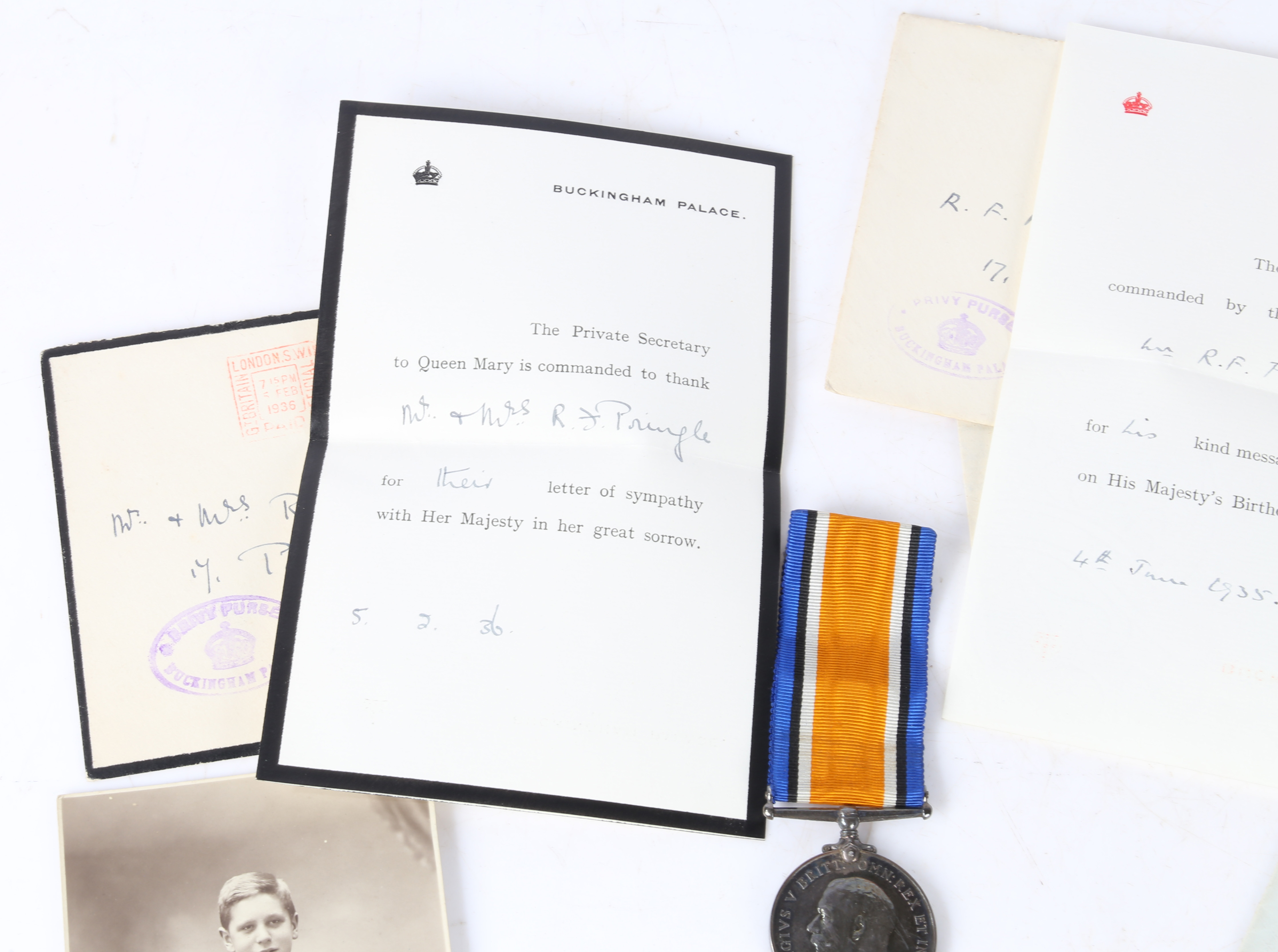 First World War and later, Medal and ephemera, 1914-1918 British War Medal (1313 PTE. R.F. PRINGLE - Image 2 of 6