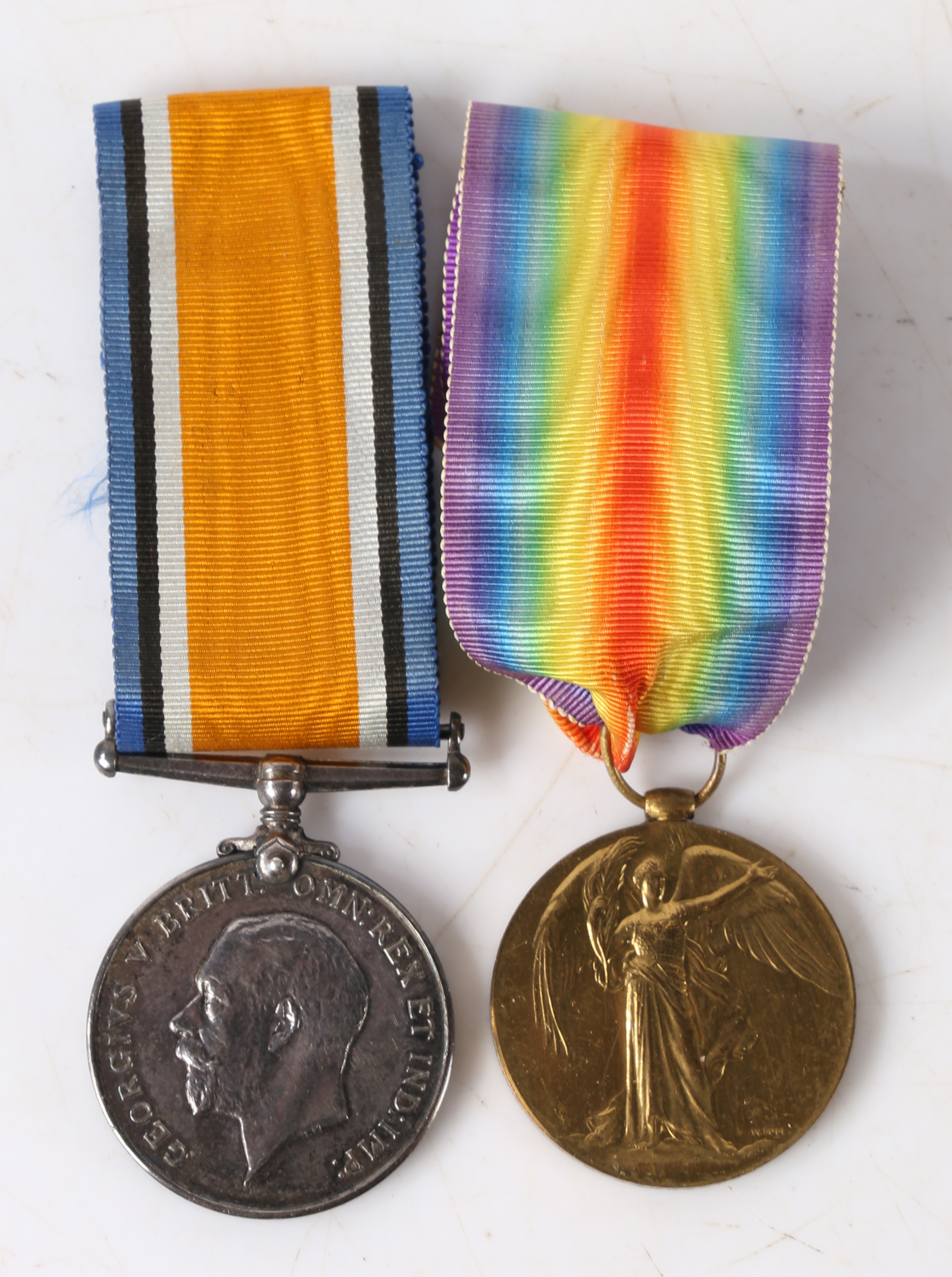 First World War Battle of the Somme casualty pair of medals, 1914-1918 British War Medal and Victory