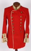 Military style scarlet tunic, double breasted, kings crown General Service buttons throughout, white
