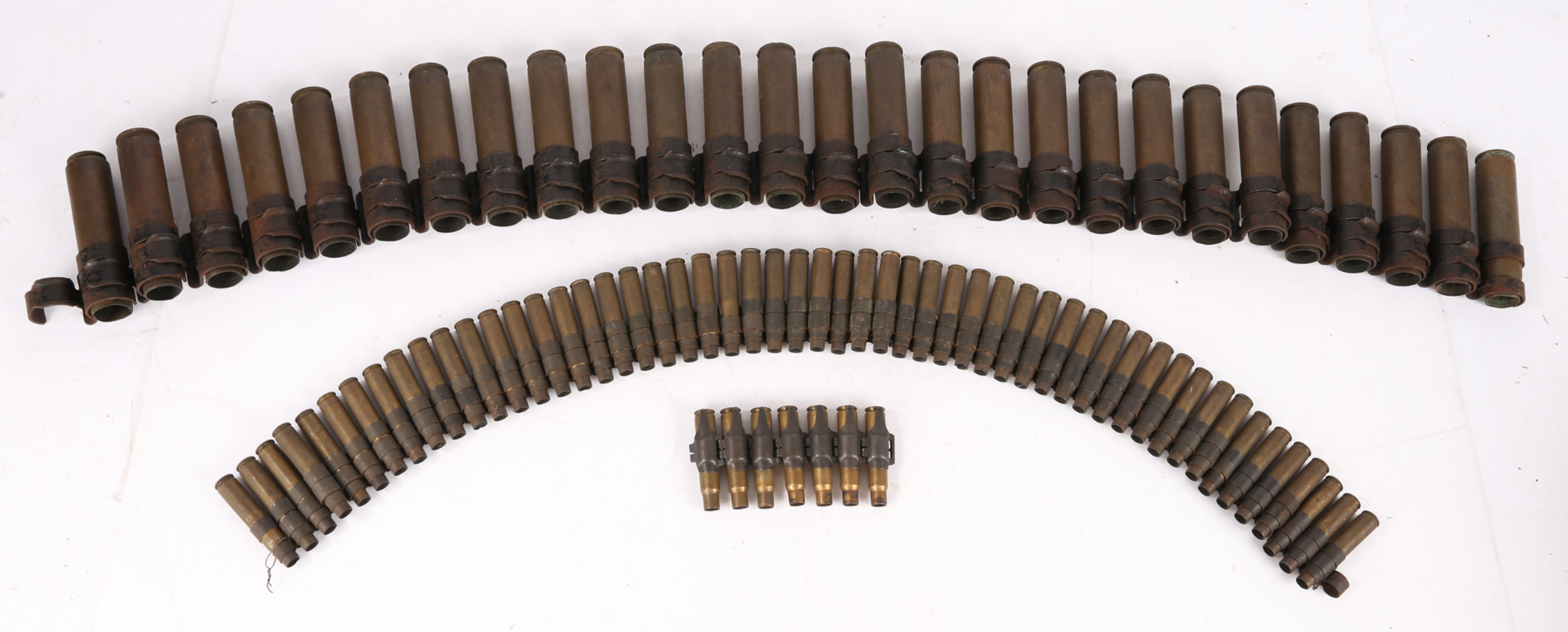 Belt of 20 mm Cannon shell cases, metal linked, seem to be a mix of British and U.S. makes, - Image 3 of 3