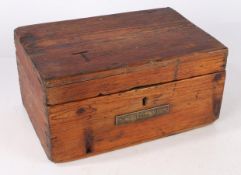 Early 20th century Royal Navy ratings wooden 'Ditty Box', brass plate to the front stamped 'C.F.
