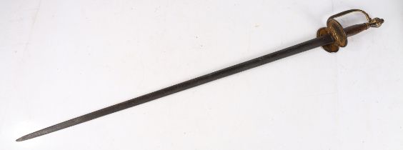 A British 1796 Pattern Officers Sword, steel blade engraved with crown over 'GR' and stand of arms
