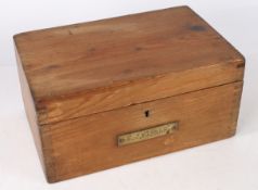 Early 20th century Royal Navy ratings wooden 'Ditty Box', brass plate to the front stamped 'T.J.