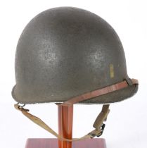 Second World War U.S. M1 Steel Helmet, swivel bale, front seam stainless steel rim, heat stamp
