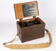 British Field Telephone Set 'F' Mk II, telephone marked with a broad arrow and 'Telephone Set F Mk