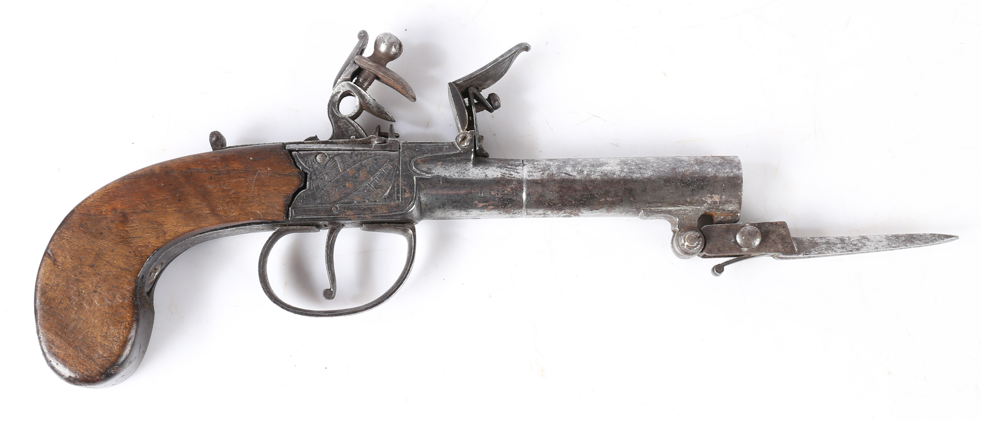 Early 19th century Pocket Flintlock Pistol by Alexander Babb of Edinburgh, signed to the engraved