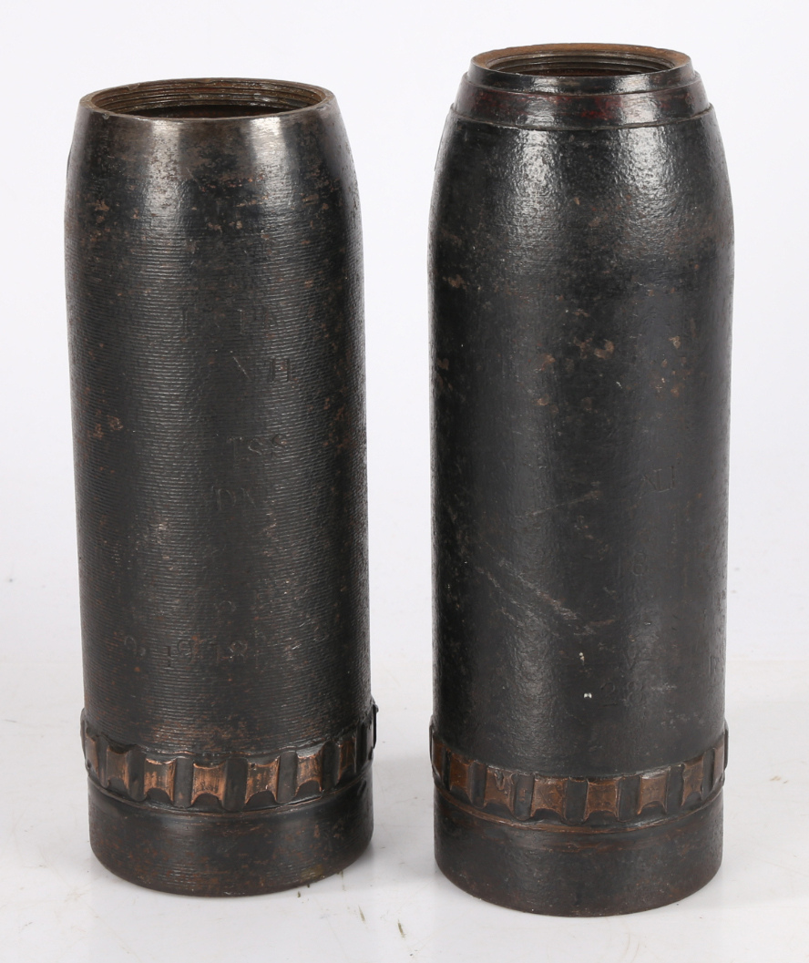 Two First World War British 18 Pdr projectiles, one dated 1918, the other rubbed but believed