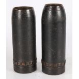 Two First World War British 18 Pdr projectiles, one dated 1918, the other rubbed but believed