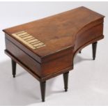 A 19th century continental mahogany and ivory inlaid novelty vanity case, modelled as a grand