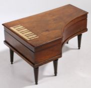A 19th century continental mahogany and ivory inlaid novelty vanity case, modelled as a grand