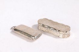 A Victorian silver snuff box, Birmingham mark only, maker David Pettifer, the the scroll engraved