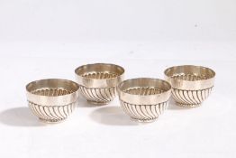 A set of four late Victorian silver salts, Sheffield 1898, maker Atkin Brothers, with swirled