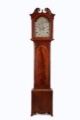 A George III mahogany longcase clock, by Alex'r Andrew Portsor, the hood with scrolled broken arch