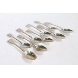 Nine George IV and later silver teaspoons, various dates and makers, to include a pair of George