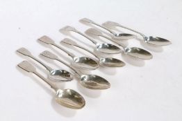 Nine George IV and later silver teaspoons, various dates and makers, to include a pair of George