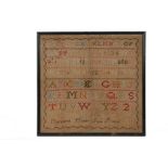 A William IV needlework polychrome sampler, named to Margaret Moser, June 3rd 1834, with stitched