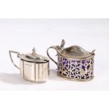 A Victorian silver mustard pot, London 1894, makers marks rubbed the domed lid with pierced shell