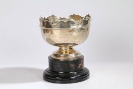 A George VI silver pedestal bowl, Chester 1937, maker S. Blanckensee & Son Ltd. with arched scroll