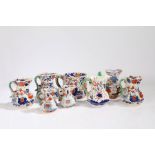 Seven Imari patterned jugs, to include three Mason's Ironstone examples, the tallest 16cm,